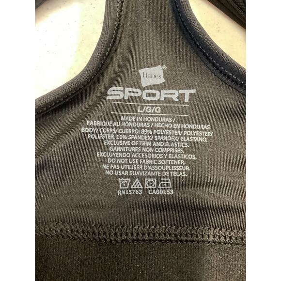 Hanes Sport Women's L Black Racerback Sports Bra Compression Athleisure H20-18 - Picture 6 of 6